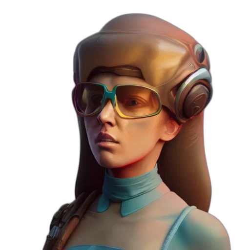 face, mask, robot, staff, cyberpunk, concept art, 3d render, fantasy art transparent PNG cut-out