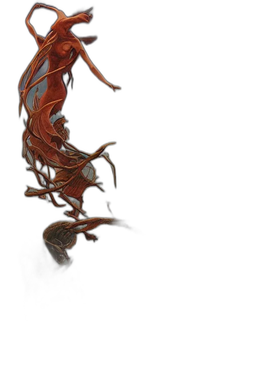 dragon, hair, creature, staff transparent PNG cut-out