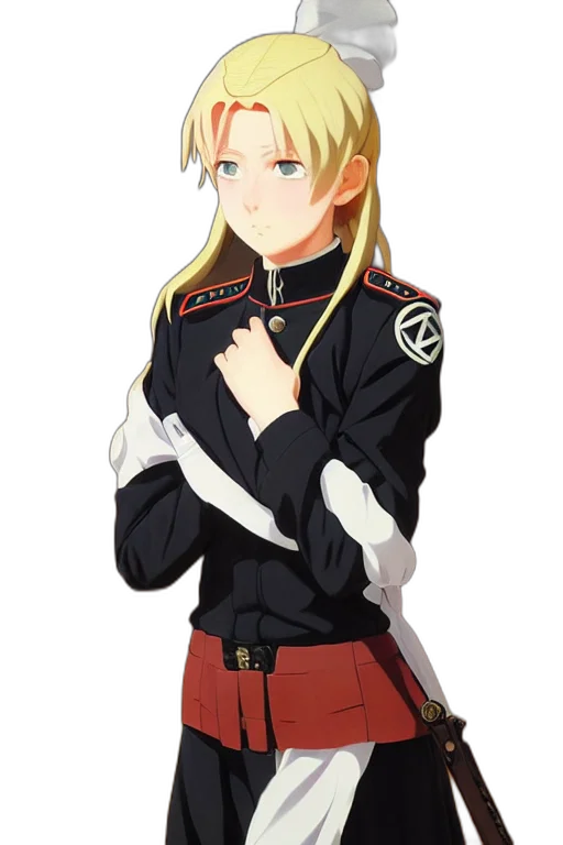 jacket, staff, sword, weapon, anime, pixel art, cartoon, concept art transparent PNG cut-out