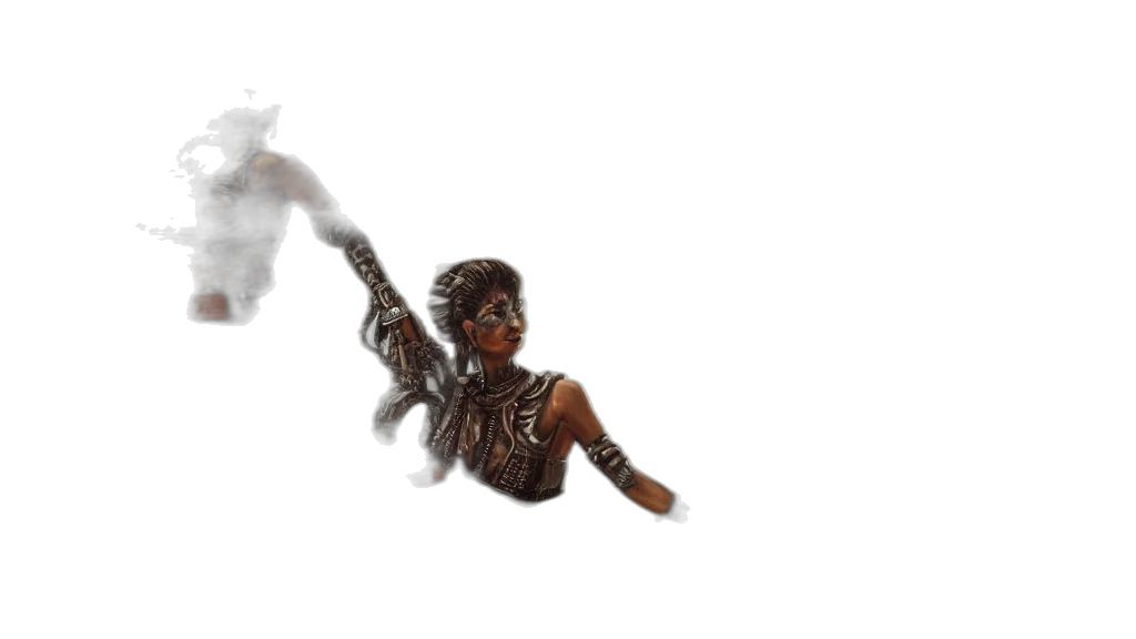 staff, weapon, sword, mask, concept art, fantasy art, 3d render, comic book art transparent PNG cut-out