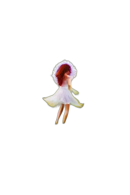 dress, hat, creature, hair, pixel art, concept art, 3d render, watercolor transparent PNG cut-out