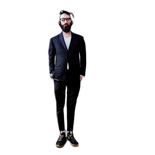 jacket, staff, hair, shoes transparent PNG cut-out