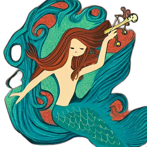 fantasy art, watercolor, concept art, underwater transparent PNG cut-out