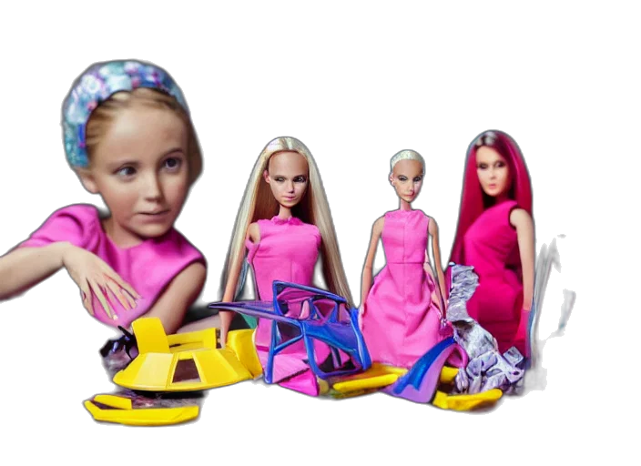 jewelry, 3d render, futuristic, dystopian, barbie, play, set, children transparent PNG cut-out