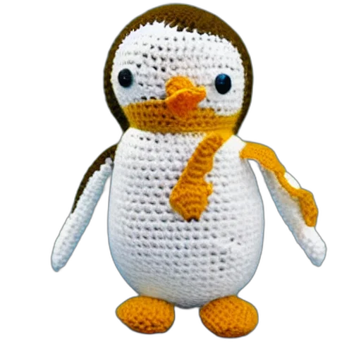 staff, animal, 3d render, pixel art, crocheted, penguin, doll transparent PNG cut-out