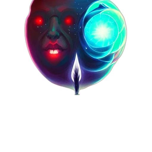 face, mask, staff, robot, concept art, fantasy art, cyberpunk, vaporwave transparent PNG cut-out