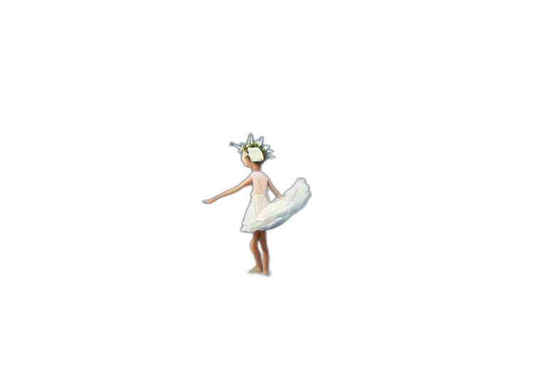 staff, dress, hat, flower, pixel art, concept art, 3d render, fantasy art transparent PNG cut-out