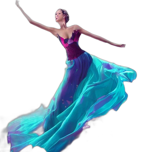 dress, concept art, photorealistic, oil painting, fantasy art, underwater, blue, colorful transparent PNG cut-out