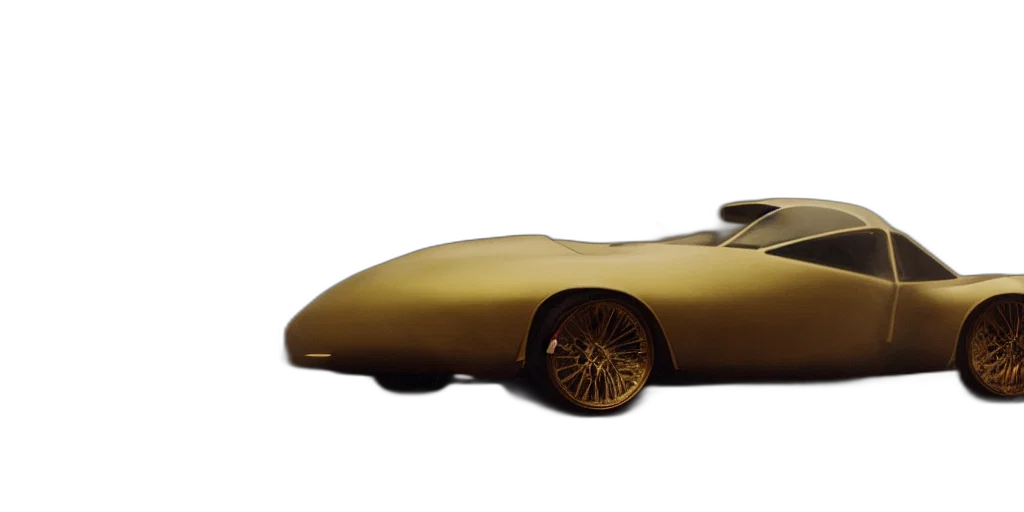 car, 3d render, concept art, photorealistic, golden, parked, fallout, retro transparent PNG cut-out