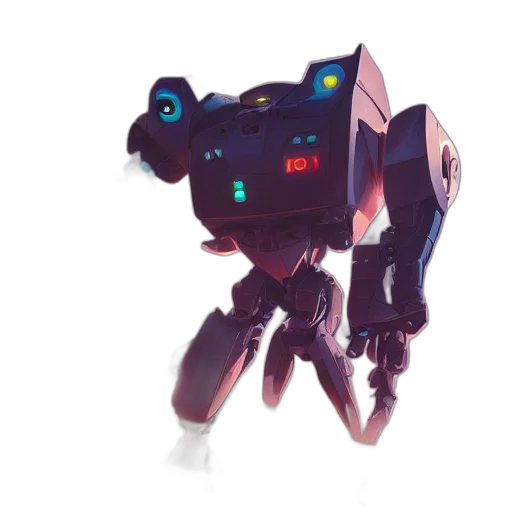 robot, weapon, creature, staff, concept art, 3d render, cyberpunk, pixel art transparent PNG cut-out