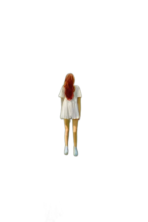 dress, hair, staff, creature transparent PNG cut-out