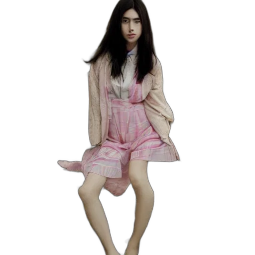 dress, creature, jacket, face, photorealistic, 3d render, concept art, vaporwave transparent PNG cut-out