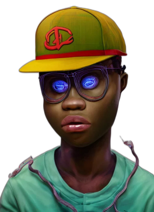 face, hat, staff, concept art, comic book art, 3d render, photorealistic, neon transparent PNG cut-out