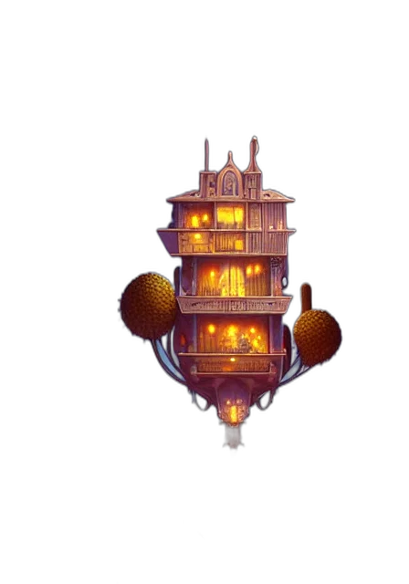 furniture, crown, building, staff, concept art, pixel art, fantasy art, 3d render transparent PNG cut-out