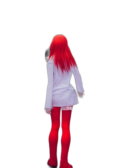 dress, hair, jacket, staff transparent PNG cut-out