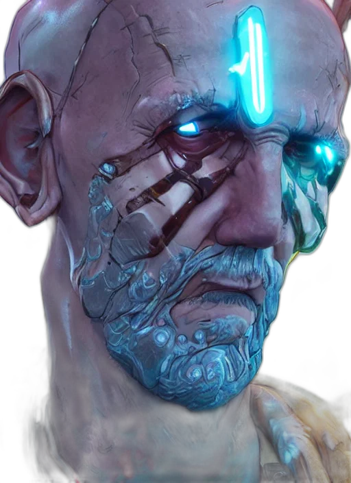 robot, face, mask, creature, cyberpunk, concept art, comic book art, photorealistic transparent PNG cut-out