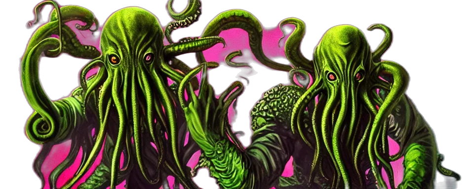 creature, concept art, fantasy art, comic book art, 3d render, outer space, green, neon transparent PNG cut-out