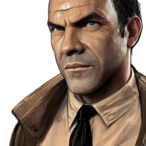 jacket, face, staff, comic book art transparent PNG cut-out
