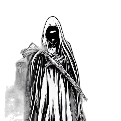 mask, creature, staff, dress, concept art, comic book art, pencil sketch, fantasy art transparent PNG cut-out