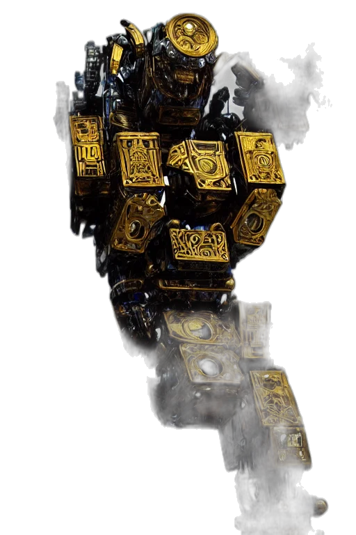 robot, weapon, crown, jacket, concept art, fantasy art, cyberpunk, photorealistic transparent PNG cut-out