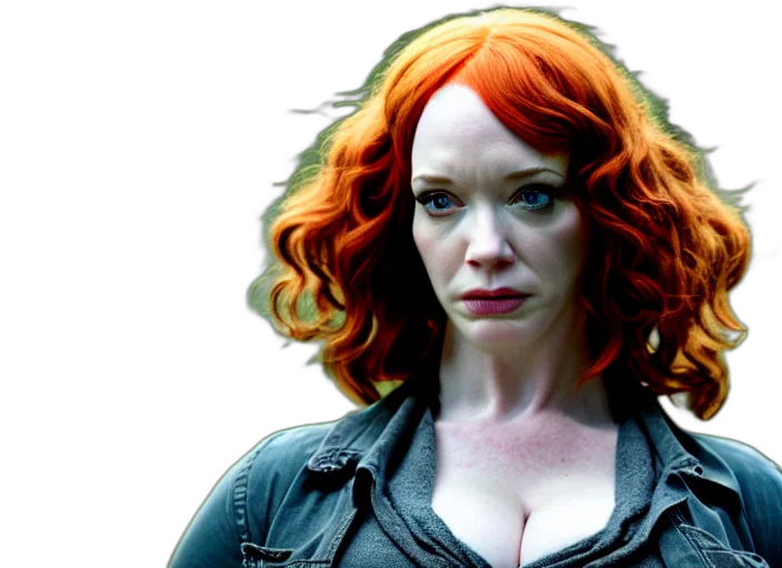 photorealistic, comic book art, filmstill, christina transparent PNG cut-out