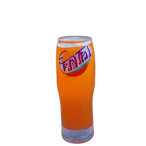 bottle, food, staff, weapon, 3d render, vaporwave, photorealistic, fanta transparent PNG cut-out