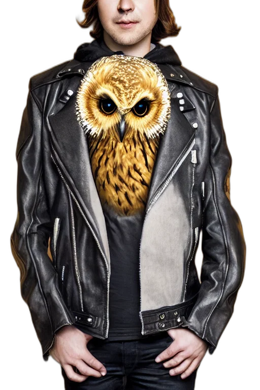 jacket, mask, photorealistic, concept art, 3d render, front, owl, wearing transparent PNG cut-out