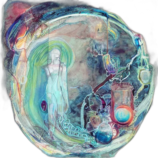jewelry, mask, watercolor, concept art, fantasy art, underwater, outer space, blue transparent PNG cut-out