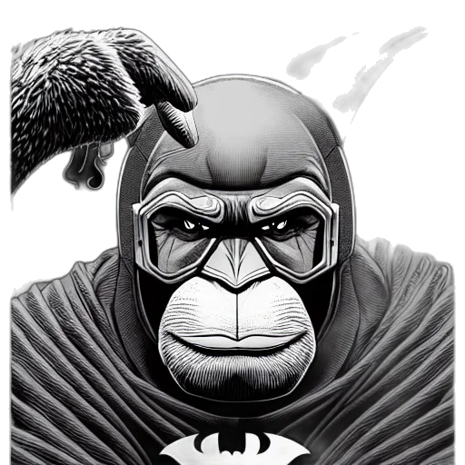mask, animal, comic book art, concept art, cartoon, photorealistic, batman, ape transparent PNG cut-out