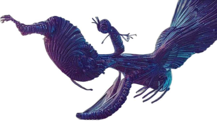 dragon, creature, animal, hair, concept art, fantasy art, watercolor, vaporwave transparent PNG cut-out