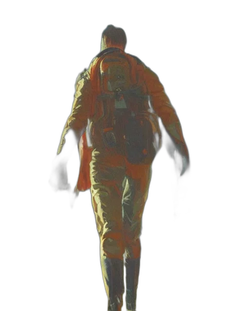jacket, staff, weapon, robot transparent PNG cut-out