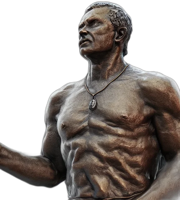 photorealistic, 3d render, photo, bronze, statue, among, character transparent PNG cut-out