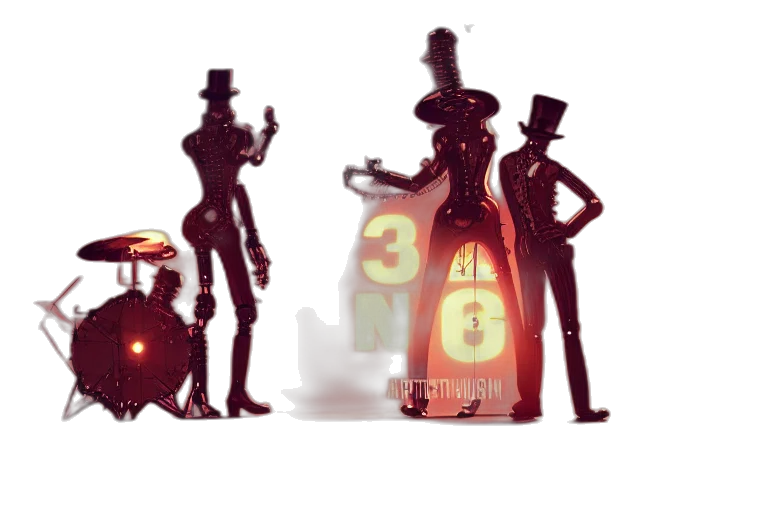 robot, concept art, fantasy art, 3d render, comic book art, neon lights, dark, neon transparent PNG cut-out