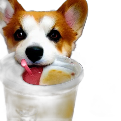 food, animal, creature, photorealistic, 3d render, watercolor, oil painting, corgi transparent PNG cut-out