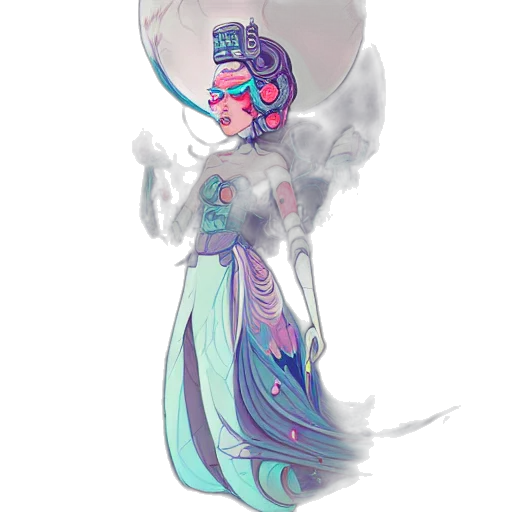 dress, staff, crown, jewelry, concept art, fantasy art, vaporwave, pixel art transparent PNG cut-out