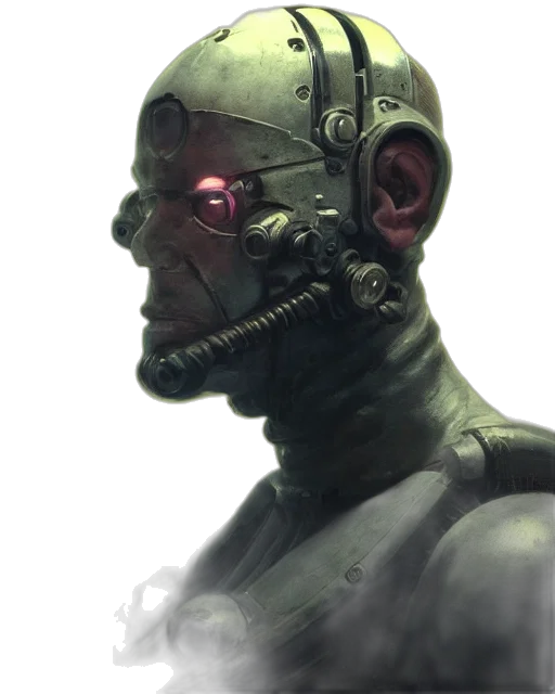 robot, mask, face, creature, cyberpunk, concept art, comic book art, 3d render transparent PNG cut-out