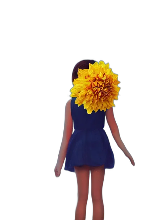 dress, flower, crown, 3d render, concept art, photorealistic, closeup, girl transparent PNG cut-out