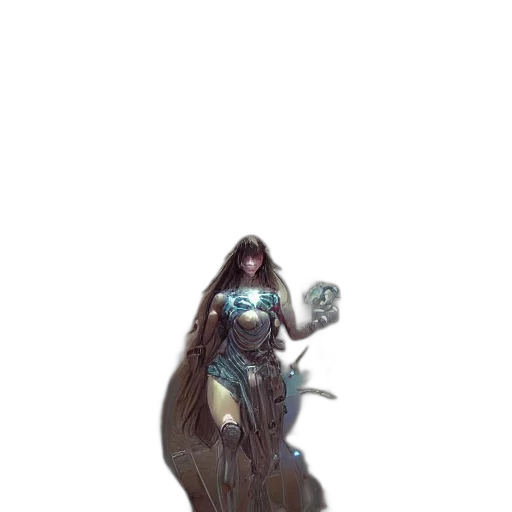 creature, staff, dress, hair transparent PNG cut-out