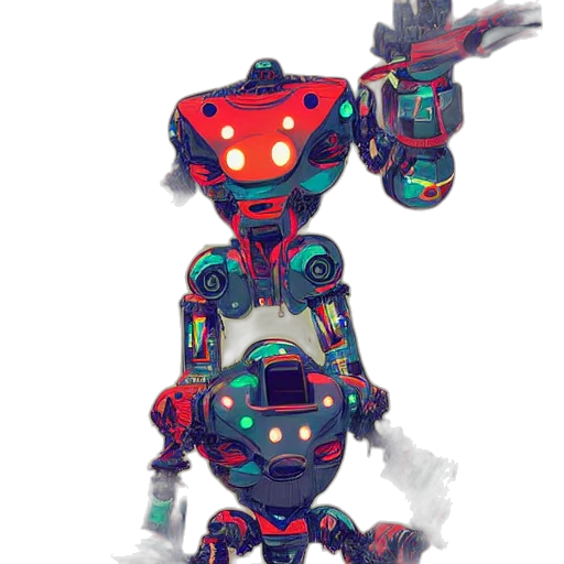robot, weapon, creature, staff, concept art, pixel art, 3d render, cyberpunk transparent PNG cut-out