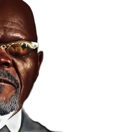face, photorealistic, concept art, comic book art, 3d render, samuel, jackson, creepy transparent PNG cut-out