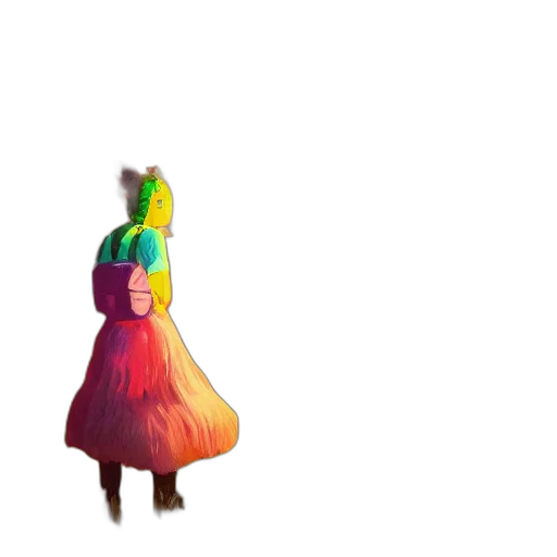 dress, hair, umbrella, crown, 3d render, concept art, pixel art, watercolor transparent PNG cut-out