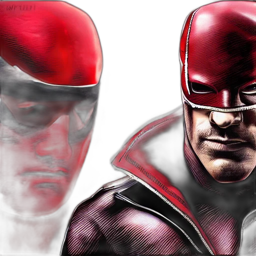 comic book art, concept art, photorealistic, 3d render, red, daredevil, leather, suit transparent PNG cut-out