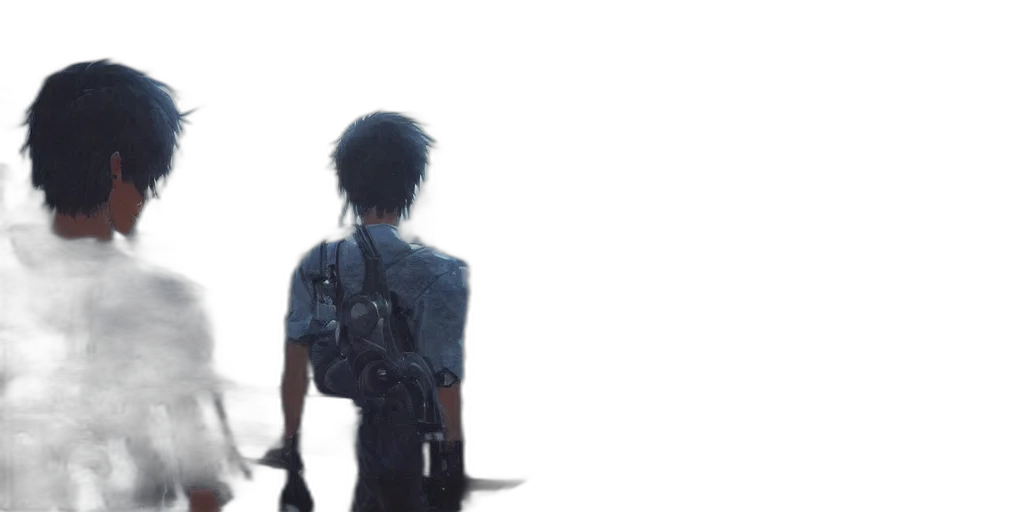 weapon, jacket, sword, robot, concept art, pixel art, anime, cyberpunk transparent PNG cut-out