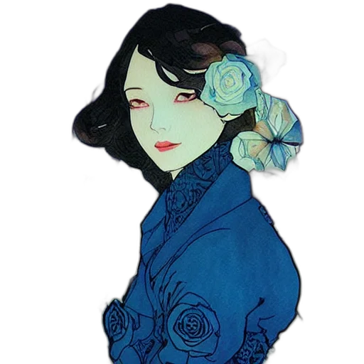 dress, flower, jewelry, jacket, watercolor, fantasy art, anime, concept art transparent PNG cut-out