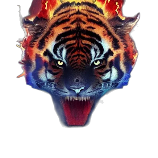 animal, mask, creature, concept art, fantasy art, 3d render, pixel art, tiger transparent PNG cut-out