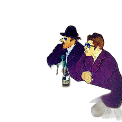 bottle, jacket, hat, staff, concept art, cartoon, 3d render, watercolor transparent PNG cut-out
