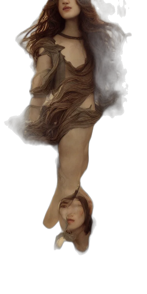 dress, hair, face, creature transparent PNG cut-out