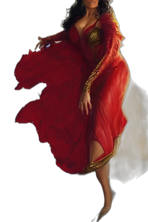 dress, dragon, staff, fantasy art transparent PNG cut-out