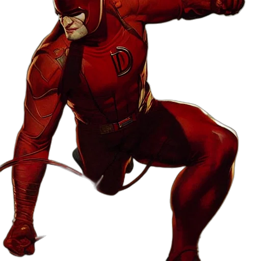 comic book art, concept art, 3d render, photorealistic, red, daredevil, painting, leyendecker transparent PNG cut-out