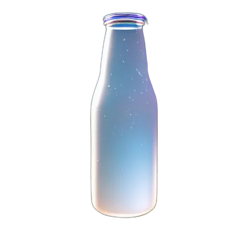 bottle, food, vaporwave, 3d render, concept art, pixel art, outer space, blue transparent PNG cut-out